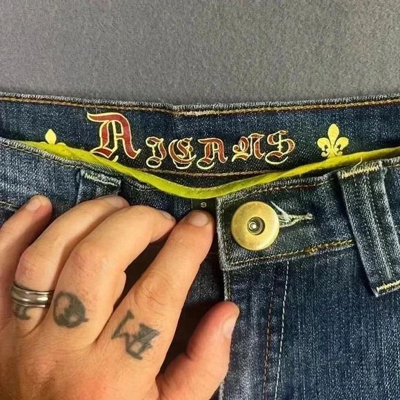 A-Jeans Straight Leg Jeans Womens 9 Juniors Faded Denim Blue Embroidered 0709 - Picture 2 of 10